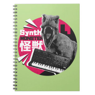 Caderno Espiral T Rex Synthesizer - Design de Monstro Musical