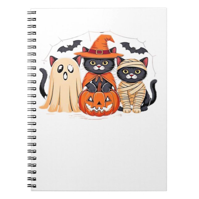 Caderno Espiral T-Shirt_1 Clássico Ghost Pumpkin do Halloween (Frente)