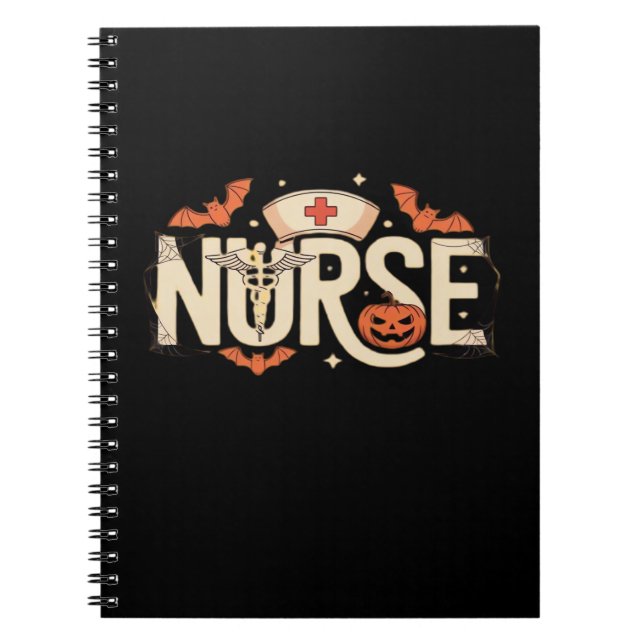 Caderno Espiral T-Shirt Clássico de Enfermeira das Halloween (Frente)