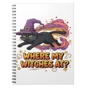 Caderno Espiral T-Shirt Clássico do gato preto