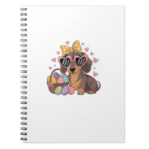 Caderno Espiral T-Shirt de Dachshund Fofo de Dachshunds de Páscoa