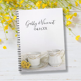 Caderno Espiral Taa Cup e Daisies Amarelas Livro de Convidados