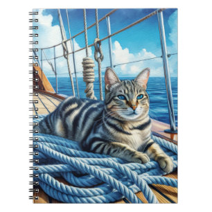 Caderno Espiral Tabby Cat On Boat Ropes