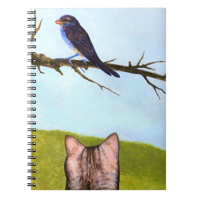 Caderno Espiral Tabby Cats Talk to Birds (Frente)