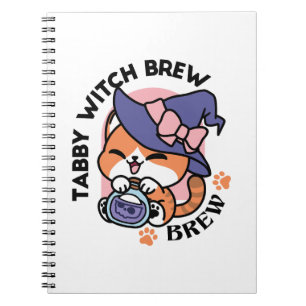 Caderno Espiral Tabby Witch Brew – Design de Gato Fofo de Hallowee