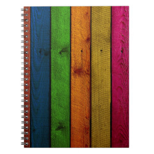Caderno Espiral tábuas de madeira de cores lindas
