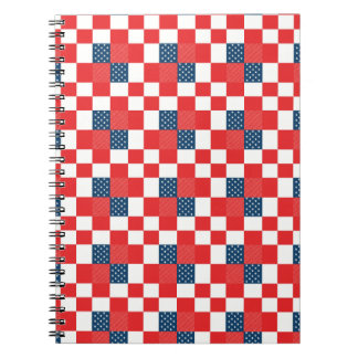 Caderno Espiral Tabuleiro de Xadrez de 4 de Julho Estrelas e Listr