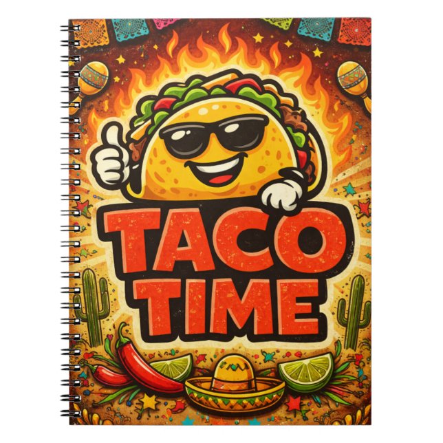 Caderno Espiral Taco Time - Fiasco da Festa - Amantes da Comida (Frente)