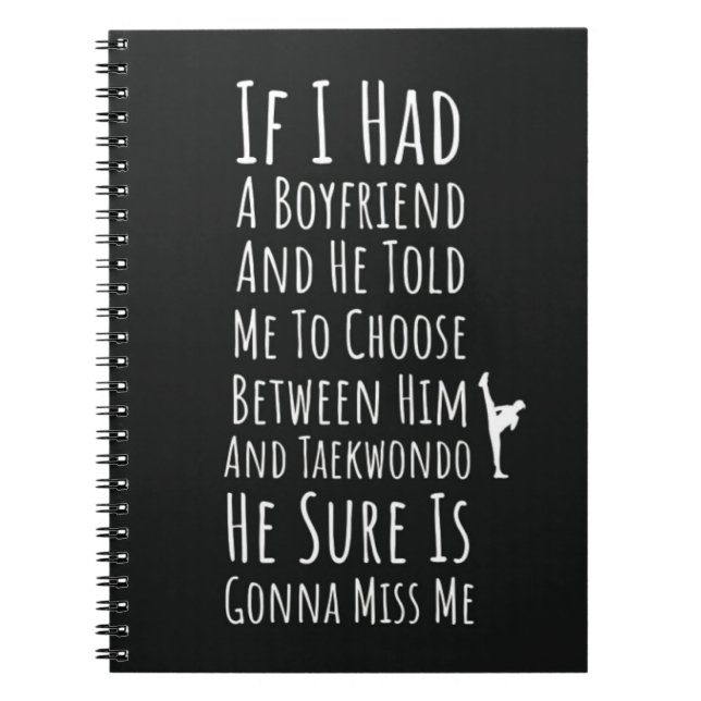 Caderno Espiral Taekwondo Gifts For Her Martial Arts Fighter Women (Frente)