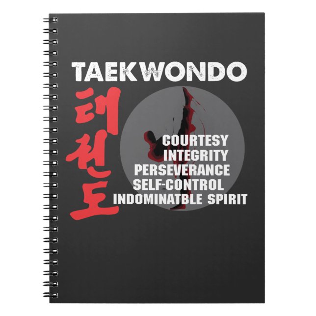 Caderno Espiral Taekwondo Tenets Artes Marciais Tae kwon do (Frente)