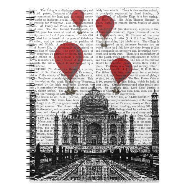 Caderno Espiral Taj Mahal e Red Hot Air Balloons (Frente)
