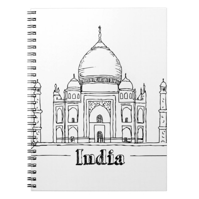 Caderno Espiral Taj Mahal Férias Desenhando Férias Viajando (Frente)