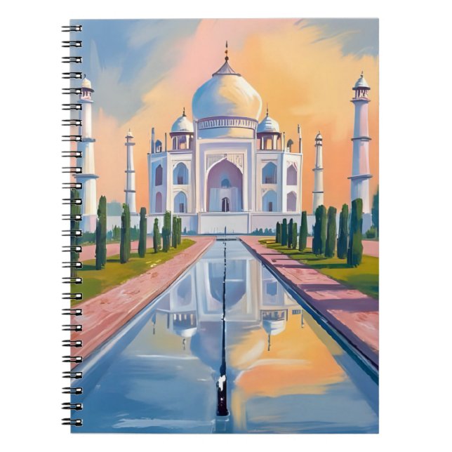 Caderno Espiral Taj Mahal India Travel Painting (Frente)