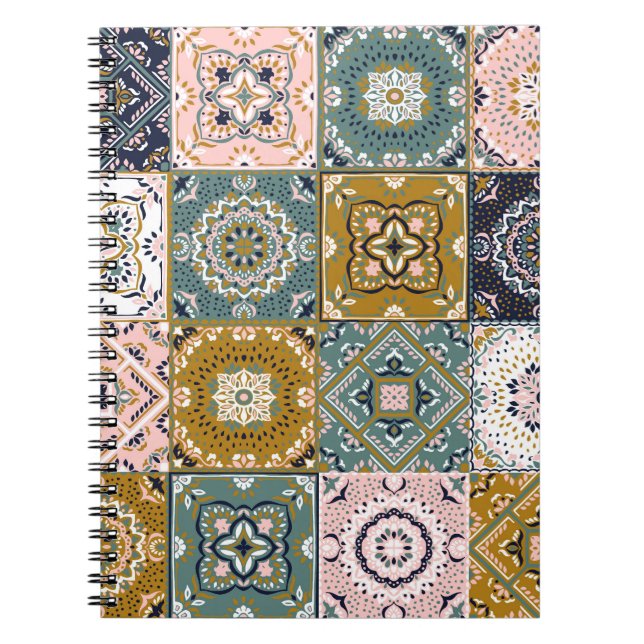 Caderno Espiral Talavera Indian: Patchwork, Ethnic Mosaic. (Frente)