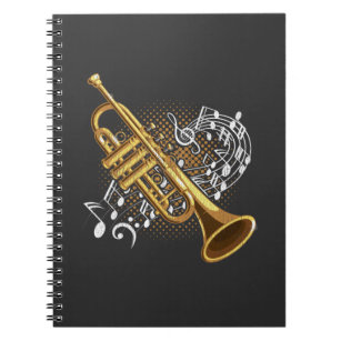 Caderno Espiral Tambor Musical Notes Jazz Music Art