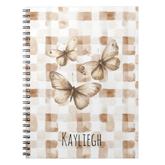 Caderno Espiral Tan Brown Cream Butterflies (Frente)