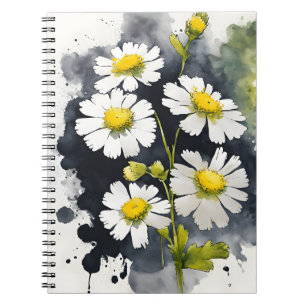 Caderno Espiral Tanaceto - Flores de aquarela