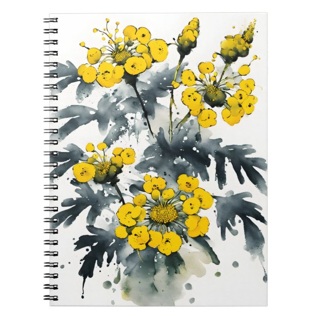 Caderno Espiral Tansy - Flores aquarela (Frente)