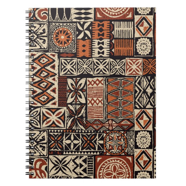 Caderno Espiral Tapa Havaiana: Patchwork Tribal (Frente)