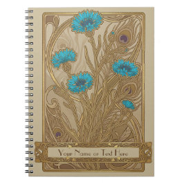 Caderno Espiral Tapeçaria Botânica: O Art Nouvea do Cornflower Azu