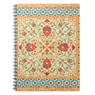 Caderno Espiral tapete oriental, padrão floral ornamental ornamen