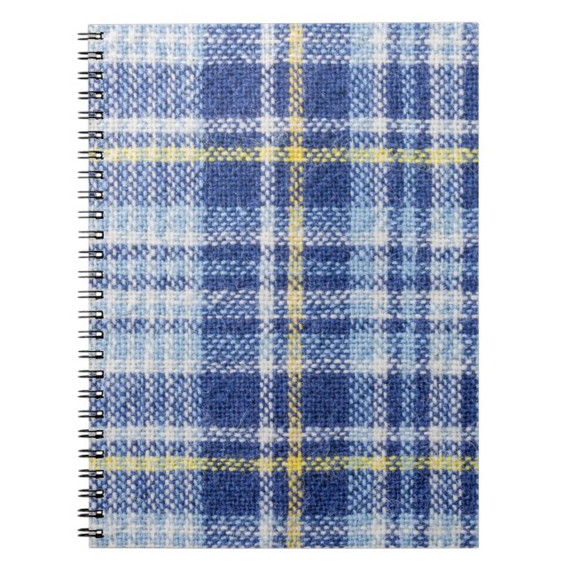 Caderno Espiral Tartan Amarelo Azul: Xadrez Moda (Frente)