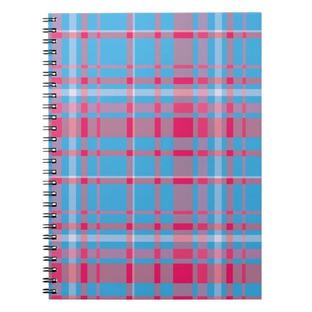 Caderno Espiral Tartan azul e vermelho (Frente)