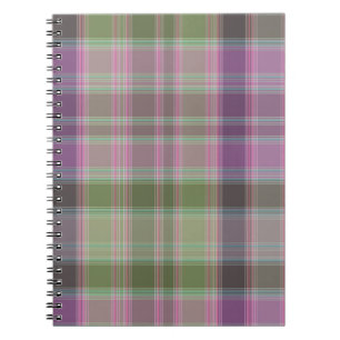 Caderno Espiral Tartan clássico verde lilac.