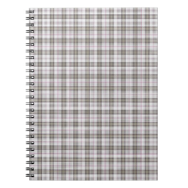 Caderno Espiral Tartan de moda cinza (Frente)