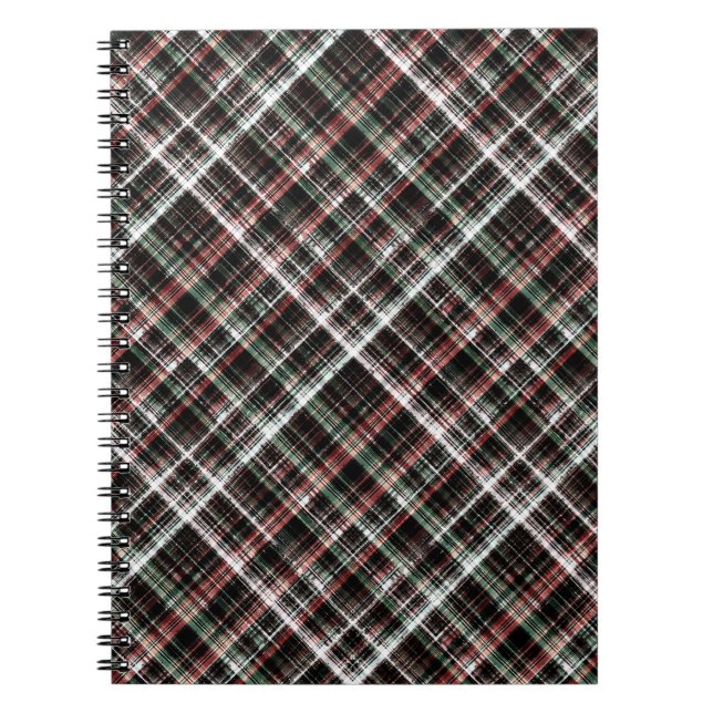 Caderno Espiral Tartan de Natal texturizado. (Frente)