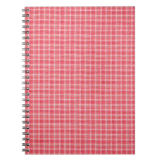 Caderno Espiral Tartan de xadrez vermelho retrorado: padrão sem co