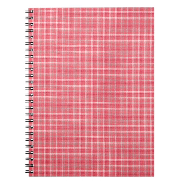 Caderno Espiral Tartan de xadrez vermelho retrorado: padrão sem co (Frente)
