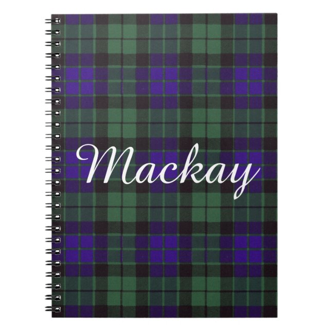Caderno Espiral Tartan do Scottish da xadrez do clã de Mackay (Frente)