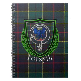 Caderno Espiral Tartan e Brasão do Clã Escocês Forsyth