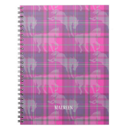 Caderno Espiral Tartan equestre púrpura, rosa-pinho-pinho, persona
