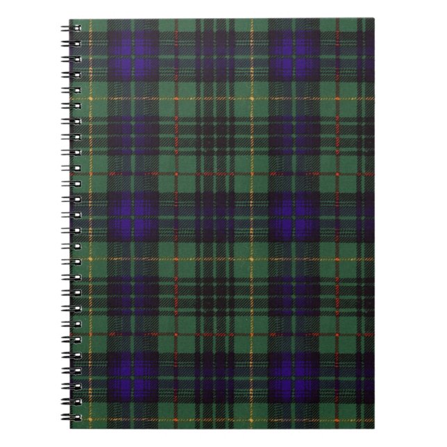 Caderno Espiral Tartan escocês do kilt da xadrez do clã do (Frente)