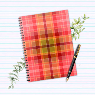 Caderno Espiral Tartan Laranja Rosa