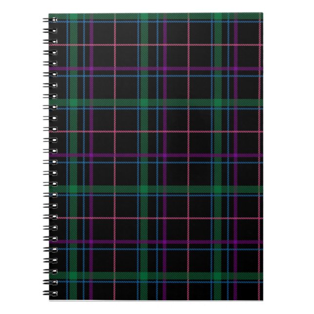 Caderno Espiral Tartan Verde Roxo Inteligente (Frente)
