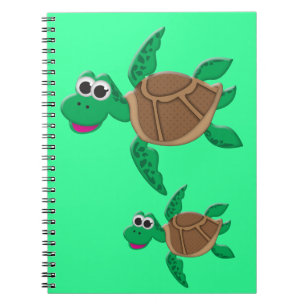 Caderno Espiral Tartaruga bonito dos desenhos animados