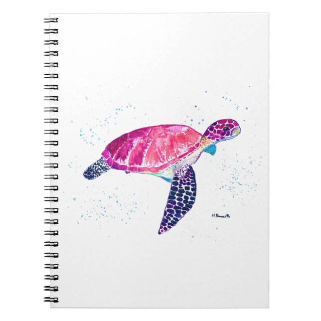Caderno Espiral Tartaruga-do-mar oceano tropical do Havaí (Frente)