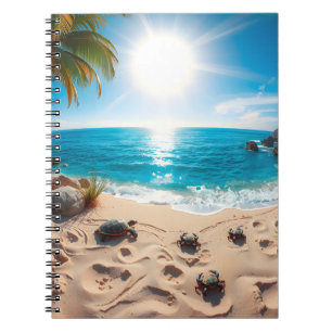 Caderno Espiral Tartaruga Marinha Aquarela Turquesa Zen Costeiro