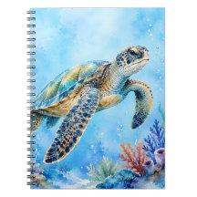 Tartaruga Marinha em Aquarela Subaquática