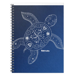 Caderno Espiral Tartaruga Marinha Havaiana Branca na Praia Azul Tr