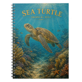 Caderno Espiral Tartaruga Marinha Recife Tropical Aquarela GeoSaga