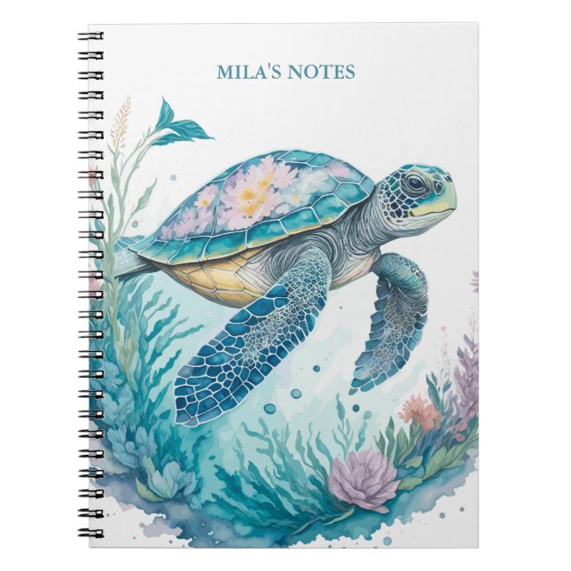 Caderno Espiral Tartaruga Marítima Personalizada (Frente)