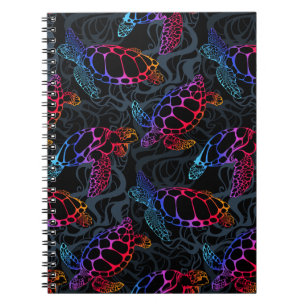 Caderno Espiral Tartaruga Psicodélica do Mar Boho