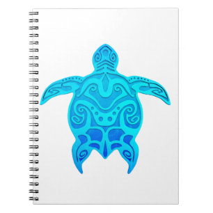 Caderno Espiral Tartaruga tribal azul