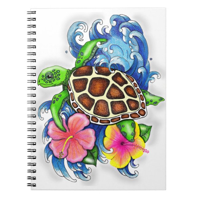 Caderno Espiral Tartaruga Tropical (Frente)