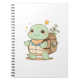 Caderno Espiral Tartaruga Viajante de Aventura Fofa Design Kawaii