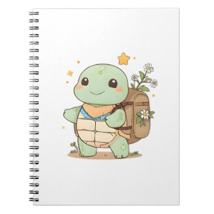 Caderno Espiral Tartaruga Viajante de Aventura Fofa Design Kawaii